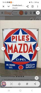 Piles Mazda emaille bord, Ophalen, Gebruikt, Reclamebord