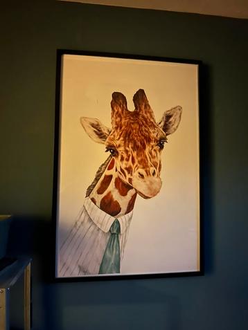 Grote ingelijste poster giraf - stopdas - natuur - dieren  beschikbaar voor biedingen