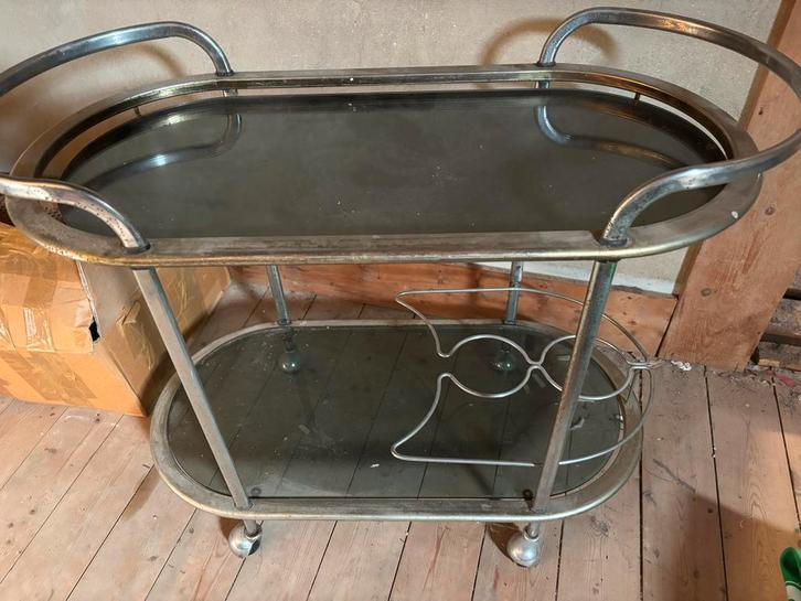 Antieke Serveerwagen met Glazen Platen, Antiek en Kunst, Antiek | Woonaccessoires, Ophalen