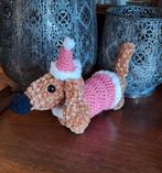 Kerst Teckel Dachshund met roze jas, Ophalen of Verzenden, Zo goed als nieuw
