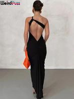 Dames bodycon fluwelen maxi jurk split fluweel zwart maat S, Zwart, Ophalen of Verzenden, Zo goed als nieuw, Maat 36 (S)