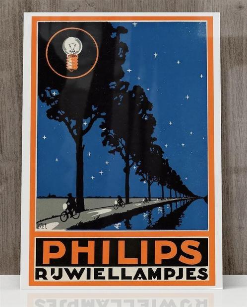 PHILIPS RIJWIELLAMPJES Fiets Affiche Poster 50x70cm, Verzamelen, Merken en Reclamevoorwerpen, Nieuw, Reclamebord, Verzenden