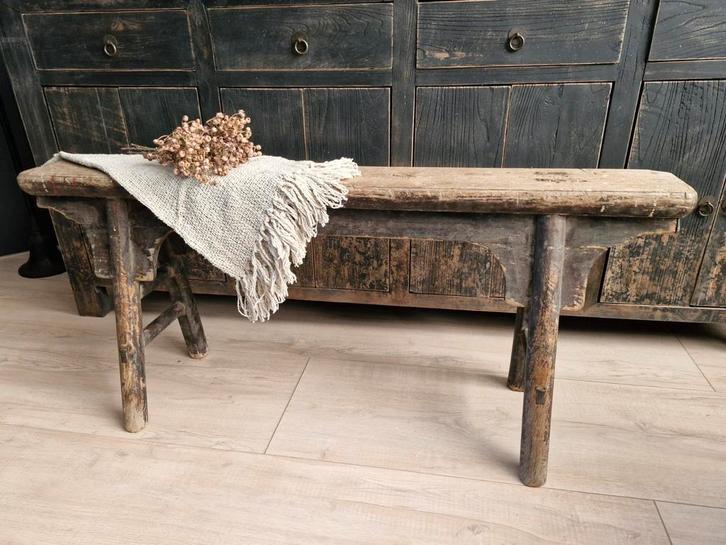 Oud landelijk bankje. Chinees bankje. Sober landelijk, Huis en Inrichting, Woonaccessoires | Overige, Ophalen