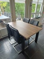 Zeer Nette Eetkamertafel + 4x Lederen Stoelen, Ophalen, Zo goed als nieuw, 4 tot 6 stoelen
