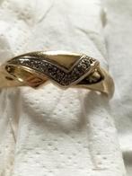 Prachtige 14 krt gouden ring met diamant., Verzenden, Goud, Ring