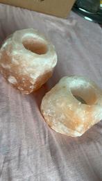 2x Himalaya zoutsteen kaarsenhouder, Ophalen, Zo goed als nieuw, Overige materialen, Minder dan 25 cm