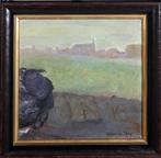 Clara de Jong (1928)Olie paneel "Naderen van Watervliet" Ges, Ophalen of Verzenden