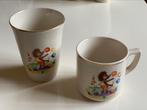 Vintage kinderbeker en mok, egeltjes., Antiek en Kunst, Antiek | Servies los, Ophalen