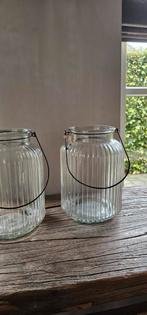2 glazen windlichten Riverdale, Ophalen, Zo goed als nieuw, Overige materialen, Minder dan 25 cm