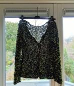 Vintage luchtig gehaakte bolletjes vest, zwart, groen, Kleding | Dames, Truien en Vesten, Ophalen of Verzenden, Gedragen, Maat 38/40 (M)