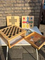 Houten kist met meerdere spellen, Hobby en Vrije tijd, Gezelschapsspellen | Bordspellen, Drie of vier spelers, Ophalen of Verzenden