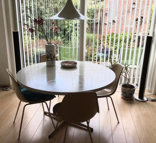 Vintage eettafel Pastoe wit rond uitschuifbaar ovaal, Huis en Inrichting, Tafels | Eettafels, Gebruikt, Ophalen