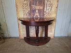 Antieke mahoniehouten demi-lune sidetable, wandtafel console, Ophalen of Verzenden, Zo goed als nieuw, 25 tot 50 cm, Rechthoekig