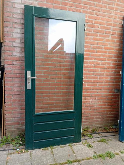 Hardhouten achterdeur 88x201.5cm dubbelglas skg zware beslag, Doe-het-zelf en Verbouw, Deuren en Horren, Gebruikt, Buitendeur