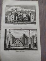 272/273 Waardenburg en Tiel Kasteel en Kerk gravure 18e Eeuw, Antiek en Kunst, Kunst | Etsen en Gravures, Ophalen of Verzenden