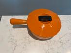 Cousances (Le Creuset) Raymond Loewy 18 cm steelpan, Kookpan of Snelkookpan, Gebruikt, Gietijzer, Ophalen of Verzenden