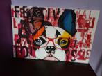 Bulldog canvas schilderij 60x80, Ophalen of Verzenden