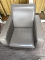 Grijze lederen fauteuil, Huis en Inrichting, Fauteuils, Gebruikt, Minder dan 75 cm, Leer, Ophalen of Verzenden