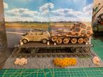 Trein wagen met twee Duits WW2 voertuig bij schaal 1:35, Overige merken, Gebruikt, Tank, 1:32 tot 1:50