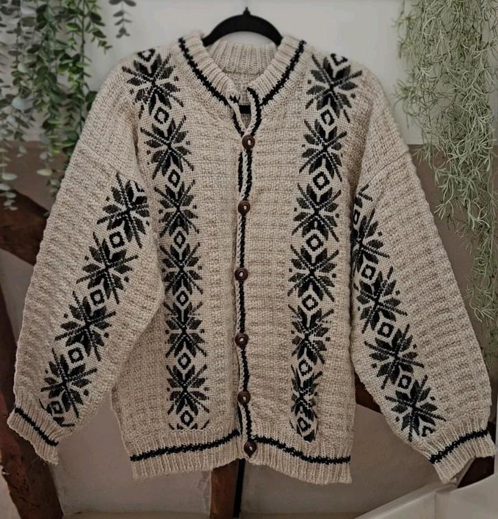 Handgebreide wollen vest norway ijslandse noors dale style, Kleding | Dames, Truien en Vesten, Zo goed als nieuw, Maat 46/48 (XL) of groter