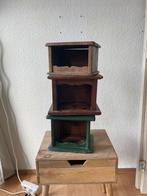 vintage set van drie houten kisten, Ophalen, Gebruikt