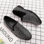 Zwarte heren loafers met zilveren bergkristal / glitter, Verzenden, Nieuw, Zwart, Loafers
