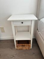 Wit nachtkastje met lade en mand, Ophalen, Gebruikt, Minder dan 45 cm, Minder dan 55 cm