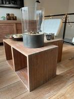 Oud teak bijzettafels/ salontafels 3 stuks, Huis en Inrichting, Tafels | Bijzettafels, Minder dan 45 cm, Minder dan 55 cm, Gebruikt
