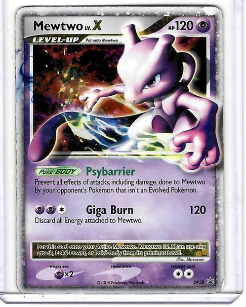 Pokemon - Mewtwo LV.X 28 - DP Black Star Promos ENG, Hobby en Vrije tijd, Verzamelkaartspellen | Pokémon, Gebruikt, Losse kaart