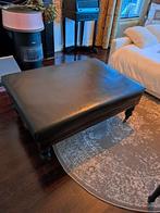 Hocker / salontafel op wieltjes, bruin leer met dienblad, Ophalen, 50 tot 100 cm, 50 tot 100 cm, Zo goed als nieuw