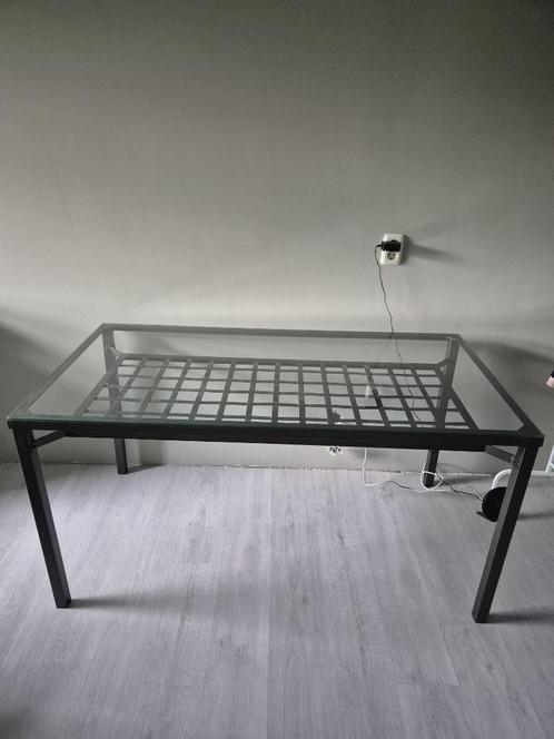 Tafel, Huis en Inrichting, Tafels | Eettafels, Zo goed als nieuw, 50 tot 100 cm, 100 tot 150 cm, Vier personen, Rechthoekig, Glas