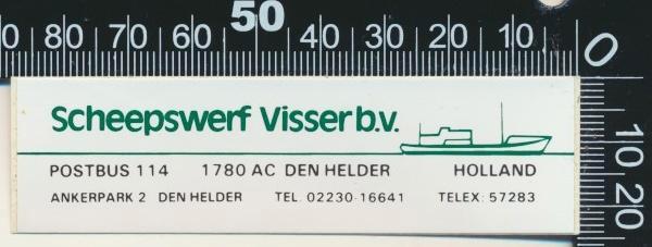 Sticker: Scheepswerf Visser - Den Helder (2), Verzamelen, Stickers, Zo goed als nieuw, Bedrijf of Vereniging, Ophalen of Verzenden