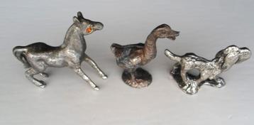 Zilvertinnen Paard / Eend / Hond. 3 voor 6 euro. beschikbaar voor biedingen