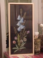 Vintage langwerpig schilderij bloemen geborduurd, Huis en Inrichting, Woonaccessoires | Schilderijen, Tekeningen en Foto's, Minder dan 50 cm