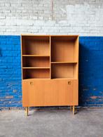 Vintage Deense wandkast met klep, 1960s, Ophalen, Gebruikt, Eikenhout, Minder dan 150 cm