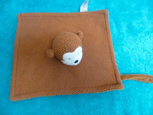 Bruin velours gebreide stof aap doekje lapje van Prenatal, Kinderen en Baby's, Speelgoed | Knuffels en Pluche, Zo goed als nieuw