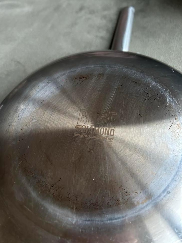 Pannenset: Blue Diamond, Green Pan - Koekenpan & Wok, Huis en Inrichting, Keuken | Potten en Pannen, Gebruikt, Pannenset, Aluminium