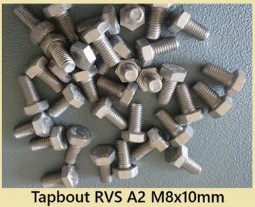 Nieuwe RVS A2 tapbouten M8, diverse lengten. Vanaf € 0,10 beschikbaar voor biedingen