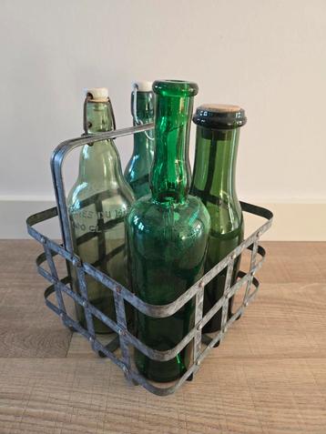 Antiek Franse zinken wijnflesdrager/krat/rek/houder €15  beschikbaar voor biedingen
