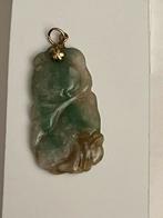 Antieke gouden hanger echte Jade, Verzenden, Goud