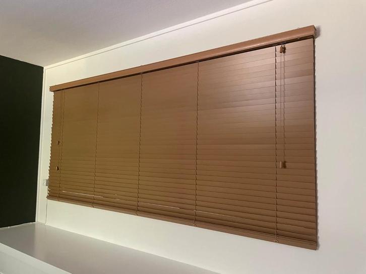 Houten Jaloezieën, Huis en Inrichting, Stoffering | Gordijnen en Lamellen, Gebruikt, 100 tot 150 cm, 150 tot 200 cm, Bruin, Ophalen of Verzenden