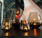 Tasman windlicht set XXL, rookglas, smokey taupe Hotel chic, Minder dan 50 cm, Nieuw, Overige materialen, Ophalen of Verzenden