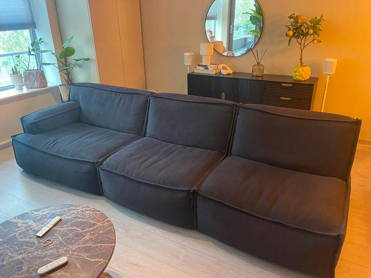 Barletta trendhopper elementenbank zwart, Huis en Inrichting, Banken | Complete zithoeken, Zo goed als nieuw, Ophalen