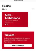 Ajax- As Monaco ( 2 kaarten naast elkaar ) F side, Tickets en Kaartjes, Twee personen, Augustus