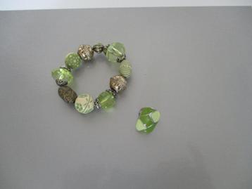Dames armband met ring groene kleuren beschikbaar voor biedingen