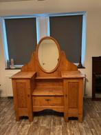 Oude Grenen Kaptafel met Spiegel, Antiek en Kunst, Ophalen of Verzenden