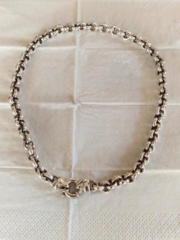 Zilveren Jasseron Collier 10mm breed 44cm Lang beschikbaar voor biedingen