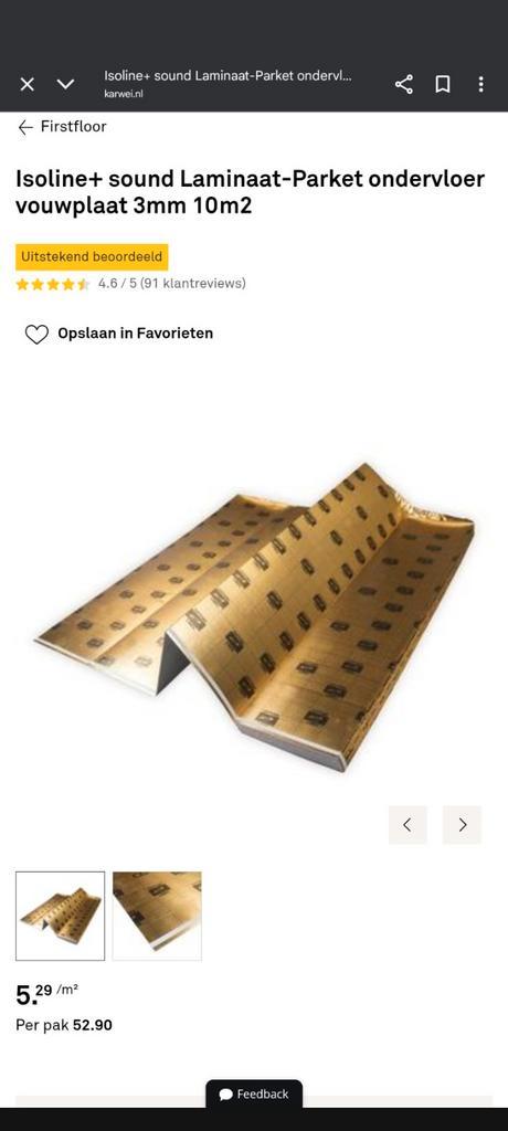 Groot stuk Firstfloor Isoline+ ondervloer 450x120cm, Doe-het-zelf en Verbouw, Isolatie en Afdichting, Nieuw, Vloerisolatie, Overige materialen