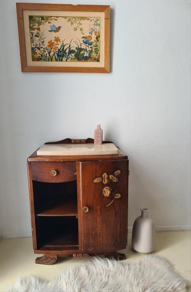 Vintage kastje met marmeren blad, Antiek en Kunst, Antiek | Meubels | Kasten, Ophalen