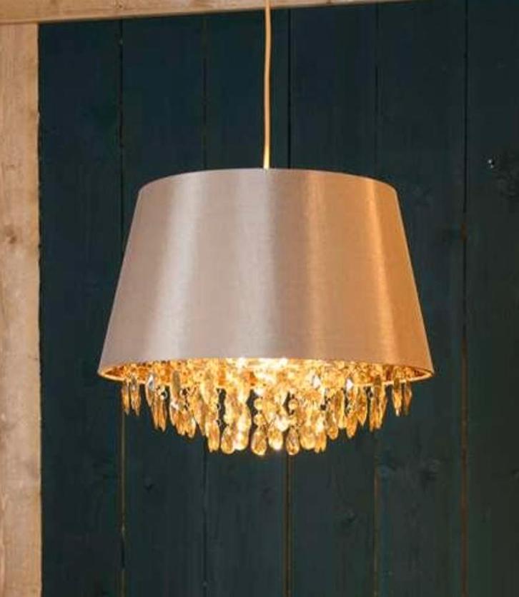 Taupe Hanglamp, Huis en Inrichting, Lampen | Kroonluchters, Zo goed als nieuw, Ophalen of Verzenden